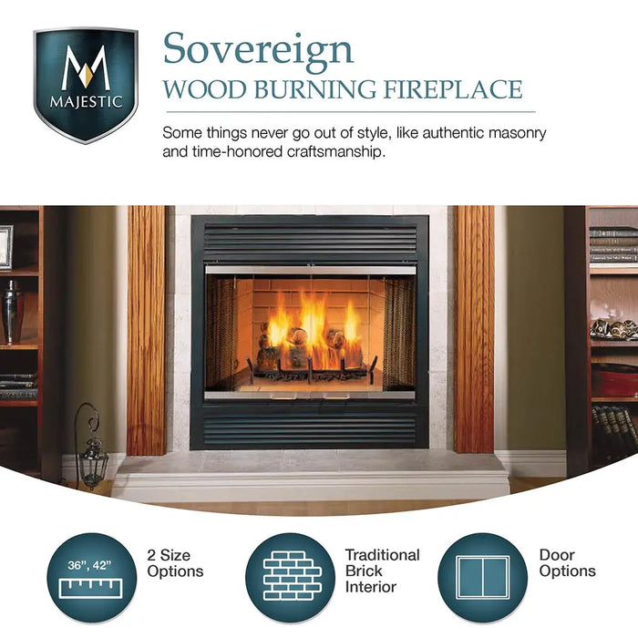 Majestic Sovereign 36" Radiant Traditional Wood Burning Fireplace