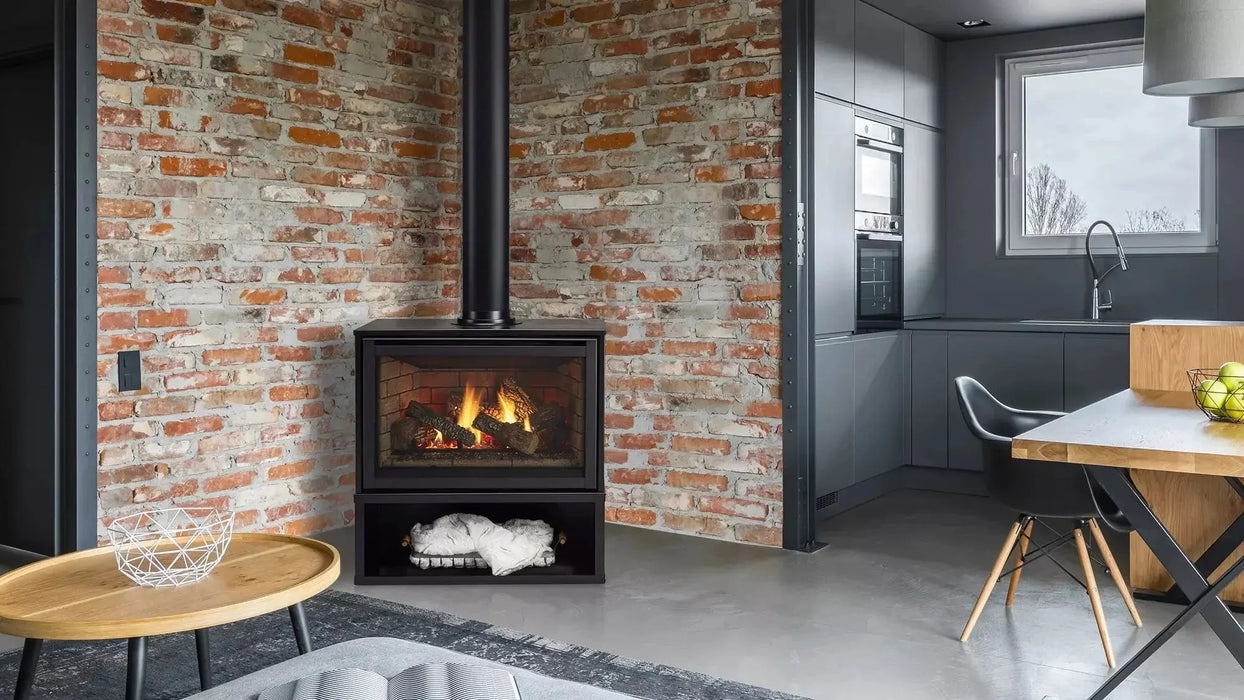 Majestic Trilliant 30" Traditional Direct Vent Freestanding Gas Fireplace With Steel Cabinet and IntelliFire Touch Ignition System Majestic