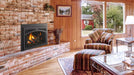 Majestic Trilliant 35" Direct Vent Gas Fireplace Insert - insert in a brick fireplace in a paneled room