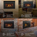 Majestic Trilliant 35" Direct Vent Gas Fireplace Insert - four room photos showing panel, surround and front combinations