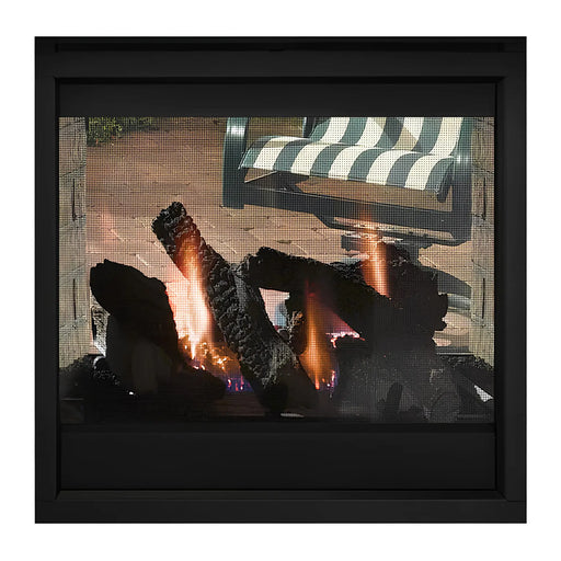 Majestic TWILIGHT-MD-IFT Twilight Modern 36" See-Through Indoor/Outdoor Gas Fireplace - see-through front view with logs