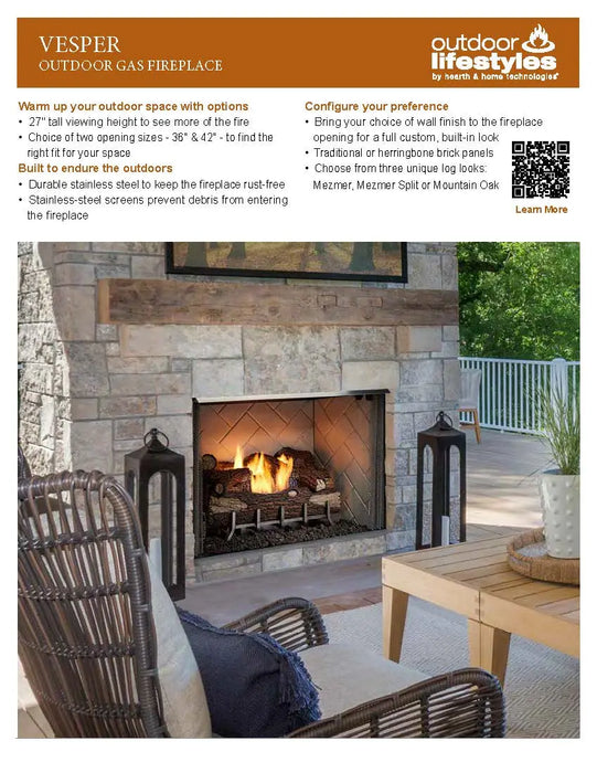 Majestic Vesper 36" Traditional Outdoor Vent-Free Gas Fireplace With Herringbone Refractory Majestic