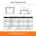 Monessen 32 in. Aria vent free fireplace VFF32 dimension drawing with front and top views and a measurement table