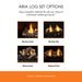 Monessen 32 in. Aria vent free fireplace VFF32 log set options page with orange footer showing four log sets