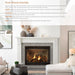 Monessen 32 in. Attribute vent free firebox ACUF32 flush wood mantels brochure sheet with a white mantel in a living room