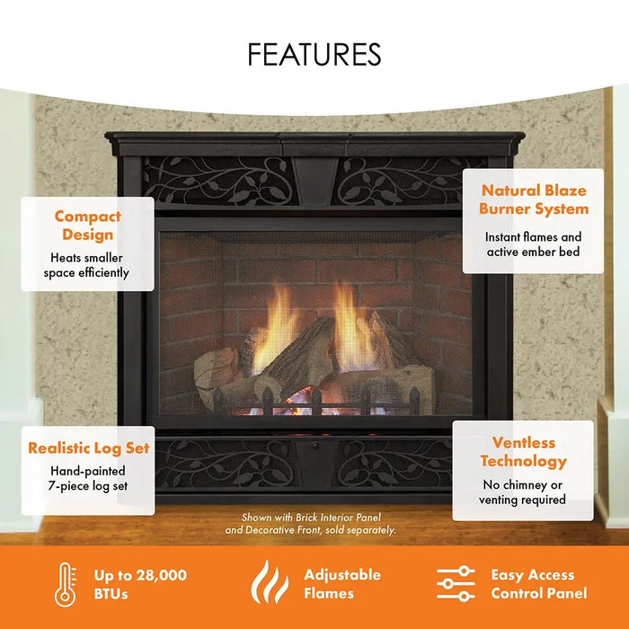 Monessen 32" Symphony Vent Free Traditional Style Gas Fireplace