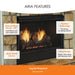 Monessen 36 in. Aria vent free fireplace VFF36, Aria features graphic with callouts for burner, ventless technology and black interior