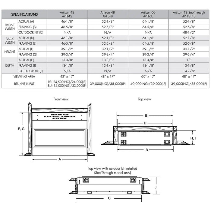 Monessen 48" Artisan Vent Free Modern Linear Fireplace