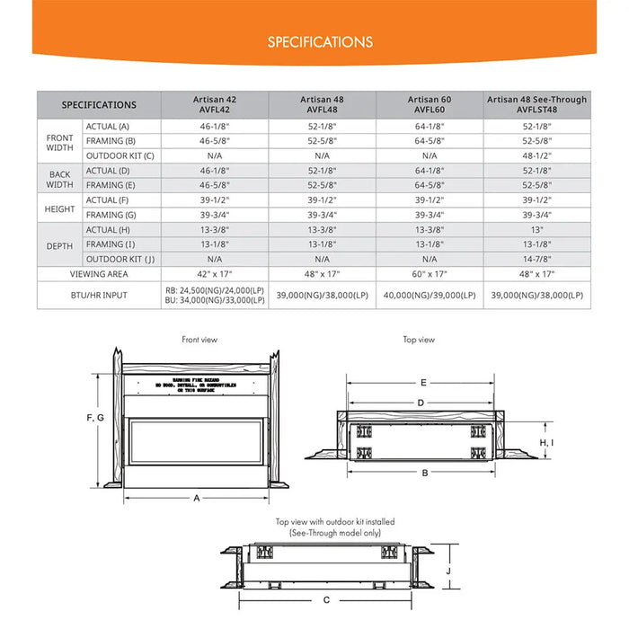 Monessen 48" Artisan Vent Free Modern Linear Fireplace