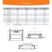 Monessen 48 in. Artisan vent free linear fireplace AVFL48, specifications table with orange header and dimension drawings