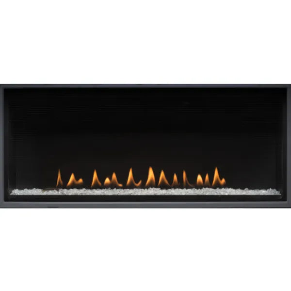 Montigo DelRay Linear 60” gas fireplace with modern, sleek design.