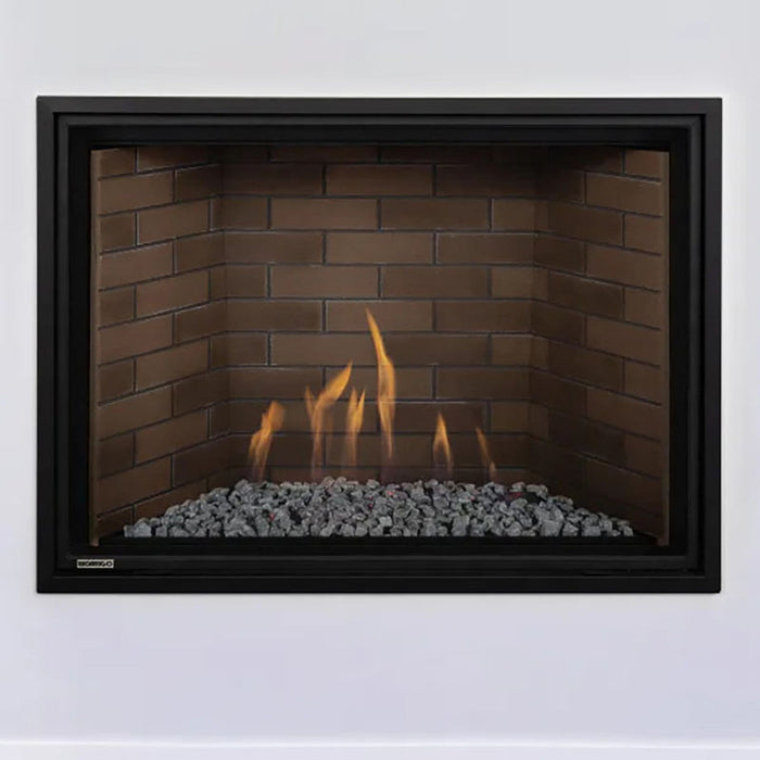 Versatile Montigo DelRay Square 42” fireplace with efficient heating options.