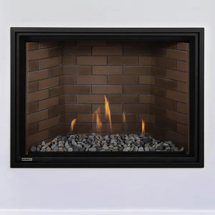 Versatile Montigo DelRay Square 42” fireplace with efficient heating options.