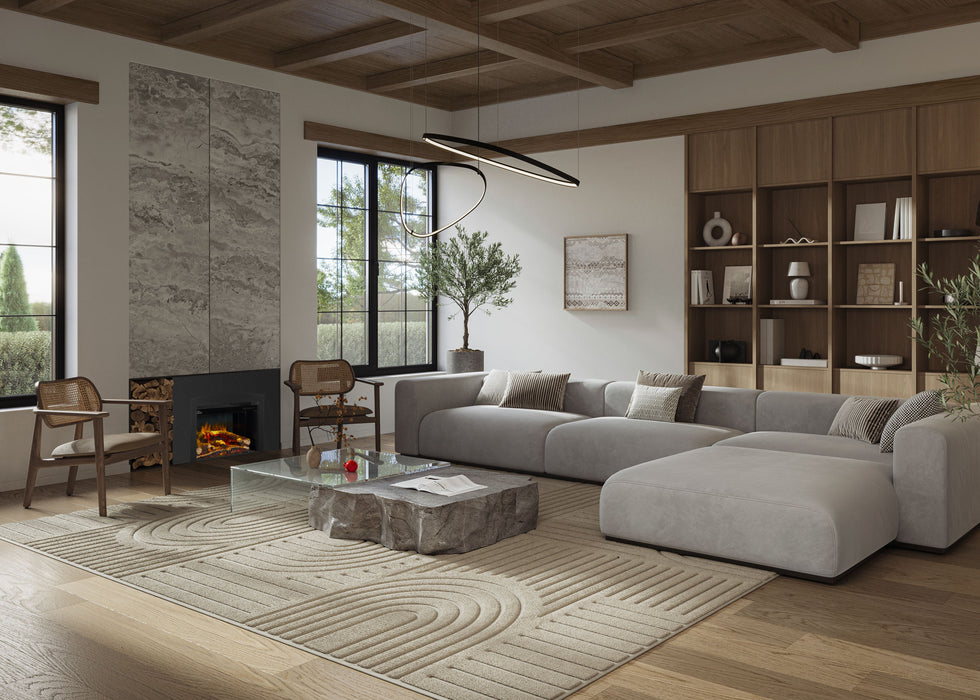 Rosedale 29" Smart Electric Fireplace Insert – installed in a living room, with arched faceplate, view 3
