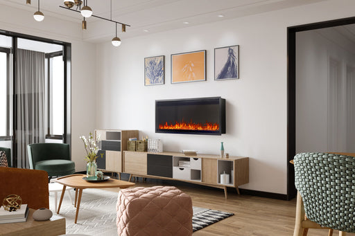 Astound 42" SlimMount Smart Electric Fireplace – lifestyle photo, with wall mount