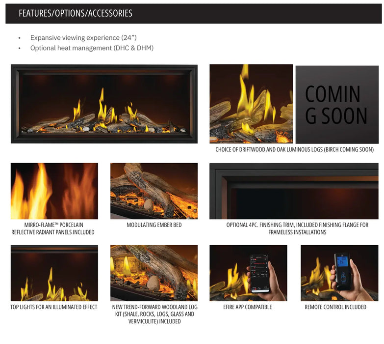 Napoleon 62" Tall Linear Vector Direct Vent Gas Fireplace with Luminous Logs Napoleon Hearth