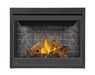 Napoleon Ascent 42 gas fireplace, front view with Phazer logs and Westminster panels