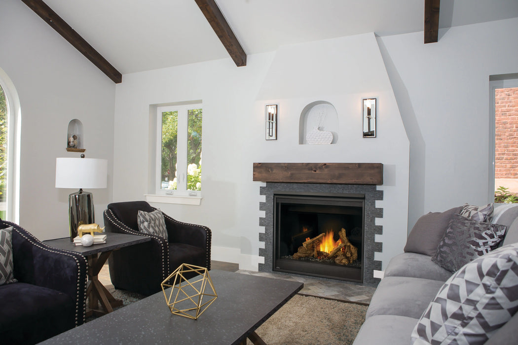 Napoleon Ascent 42 gas fireplace in a living room with Phazer logs