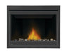 Napoleon Ascent 42 gas fireplace, front view with mineral rocks and porcelain panels