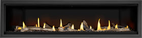 Napoleon Ascent Linear Premium 76 gas fireplace, front view with driftwood logs