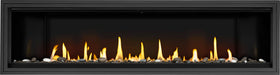 Napoleon Ascent Linear Premium 76 gas fireplace, front view with woodland media