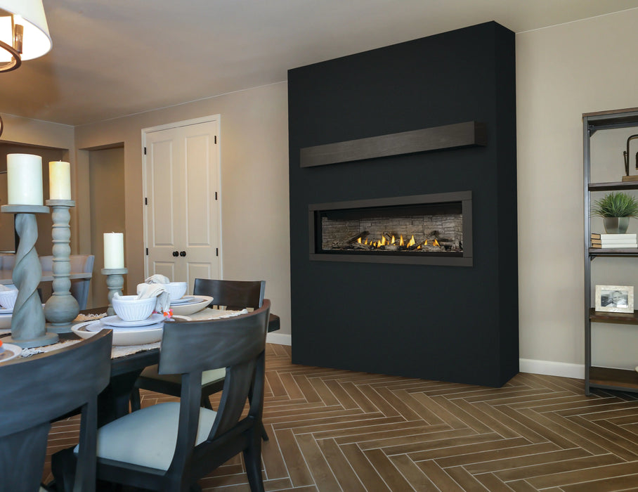 Napoleon Ascent Linear 56 gas fireplace, in a dining room