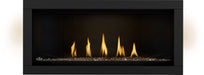 Napoleon Ascent Linear Premium 46 gas fireplace, front view with topaz glass embers