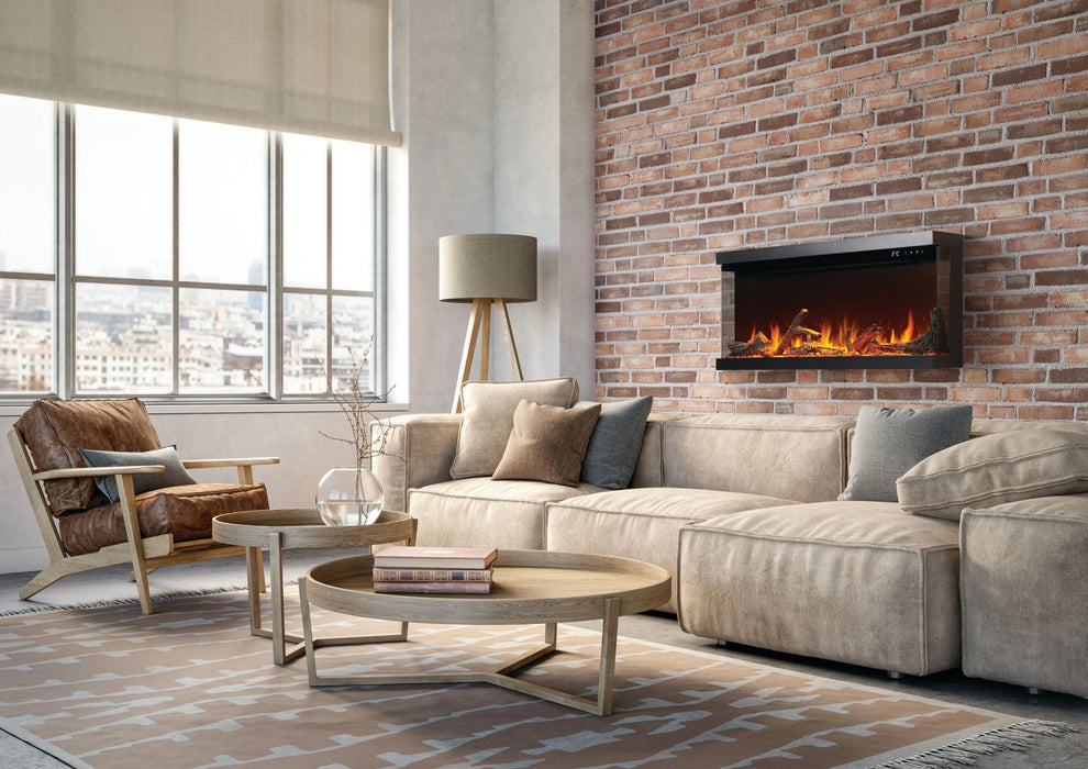 Napoleon Astound 50 FlexMount electric fireplace in a living room