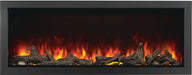 Napoleon Astound 62 built-in electric fireplace, front view with woodland and driftwood logs