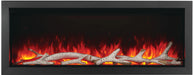 Napoleon Astound 62 built-in electric fireplace, front view with clear glass and birch logs