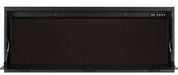 Napoleon Astound 62 built-in electric fireplace, front view with glass front tilted down