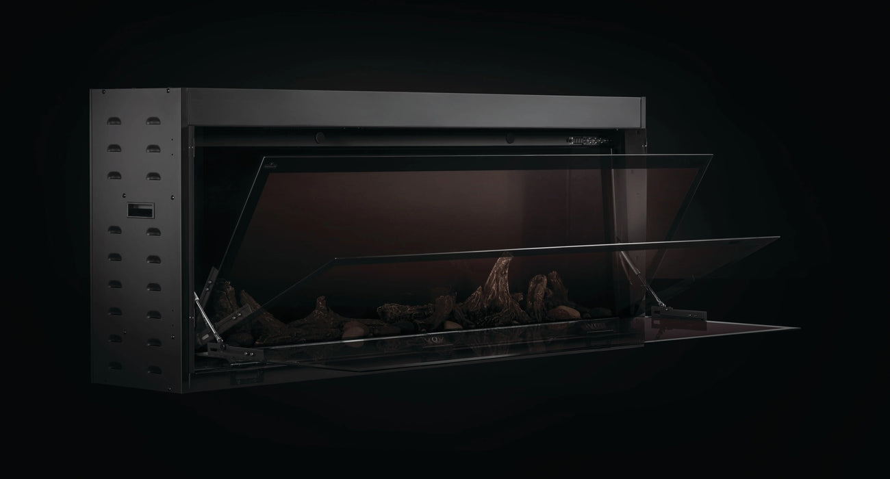 Napoleon Astound 62 built-in electric fireplace, tilted glass detail