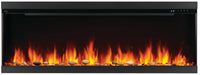 Napoleon Astound 62 FlexMount electric fireplace, front view with woodland logs
