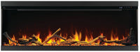 Napoleon Astound 62 FlexMount electric fireplace, front view with beach fire and woodland logs