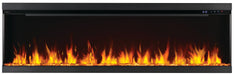 Napoleon Astound 74 FlexMount electric fireplace, front view with clear glass media