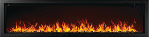 Napoleon Astound 96 built-in electric fireplace, front view with black crystals
