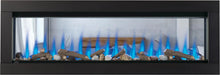 Napoleon CLEARion Elite 60 electric fireplace, front view with logs and blue flame