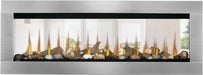 Napoleon CLEARion Elite electric fireplace with stainless steel trim, see-through glass, logs