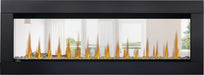 Napoleon CLEARion Elite electric fireplace with black trim, see-through glass, crystal embers