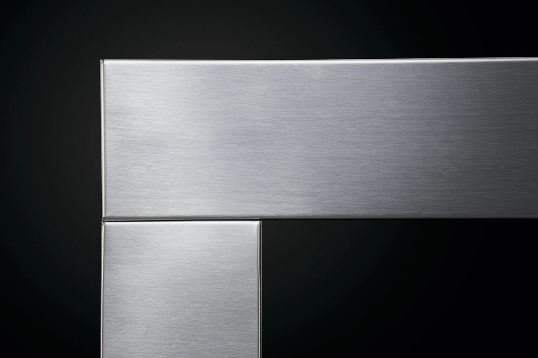 Napoleon CLEARion Elite electric fireplace, stainless steel trim front detail