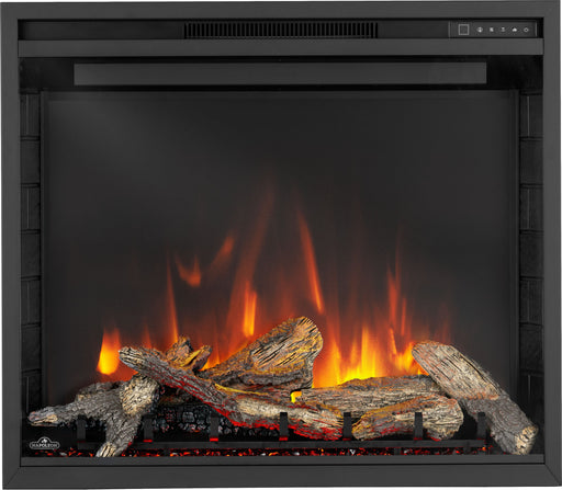Napoleon Element Series 36 Built-in Electric Fireplace NEFB36H-BS-2 - front view with logs and orange flames