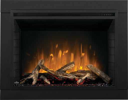 Napoleon Element Series 42 Built-in Electric Fireplace NEFB42H-BS-1 - front view with logs and orange flames