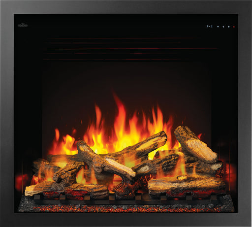 Napoleon Elevation Electric 36" Built-in Fireplace - front view with logs and orange flames