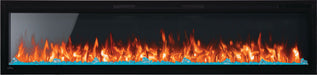 Napoleon Entice Series Wall-Hanging Electric Fireplace - front view with orange flames