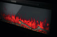 Napoleon Entice Series Wall-Hanging Electric Fireplace - close-up of birch logs with red flames (view 2)