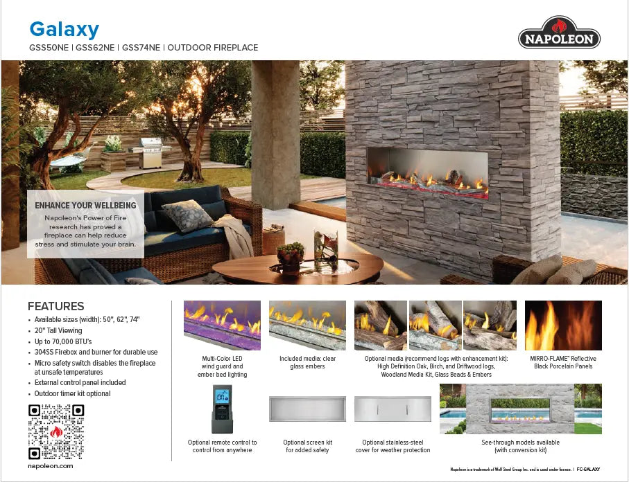 Napoleon Galaxy™ 74 Built-in Outdoor Gas Fireplace Napoleon Hearth Dreamwood Living