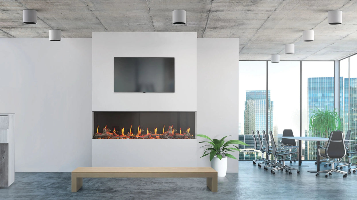 Napoleon Luminex 65 electric fireplace in an office, wide view