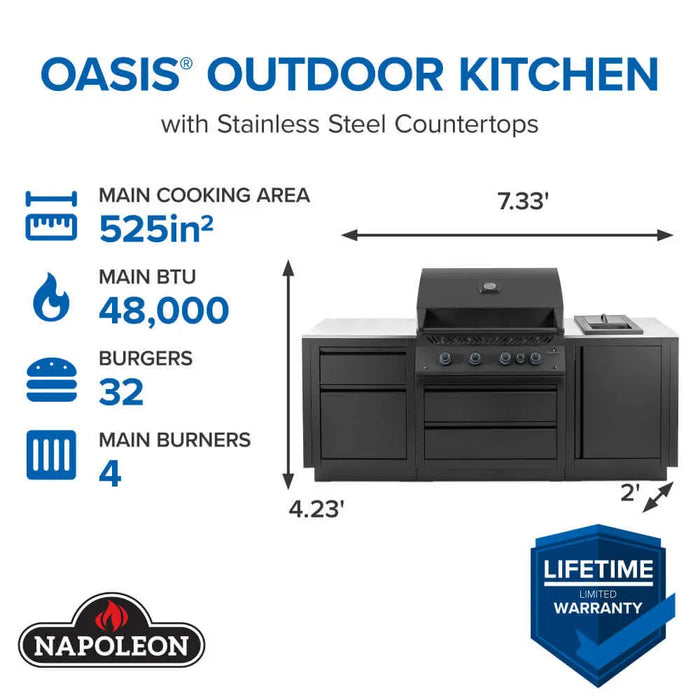Napoleon OASIS Outdoor Kitchen Kit, Built-in 700 Series 32 with Stainless Steel Countertops