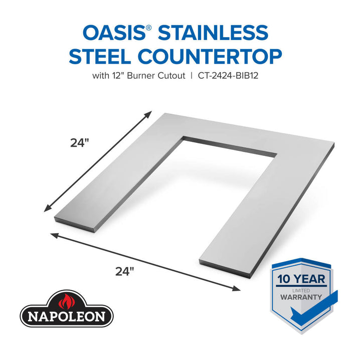 Napoleon OASIS® 24" x 24" Stainless Steel Countertop with 12" Burner Cutout