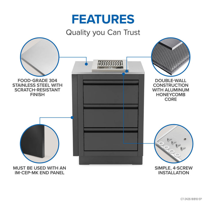 Napoleon OASIS® 24" x 26" Stainless Steel End Countertop with 10" Burner Cutout